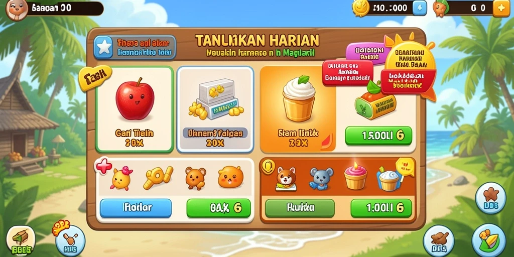 Fitur tantangan harian yang mengasyikkan dan menambah variasi permainan.
